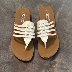 BOBS from Skechers White and Brown Strappy Sandals